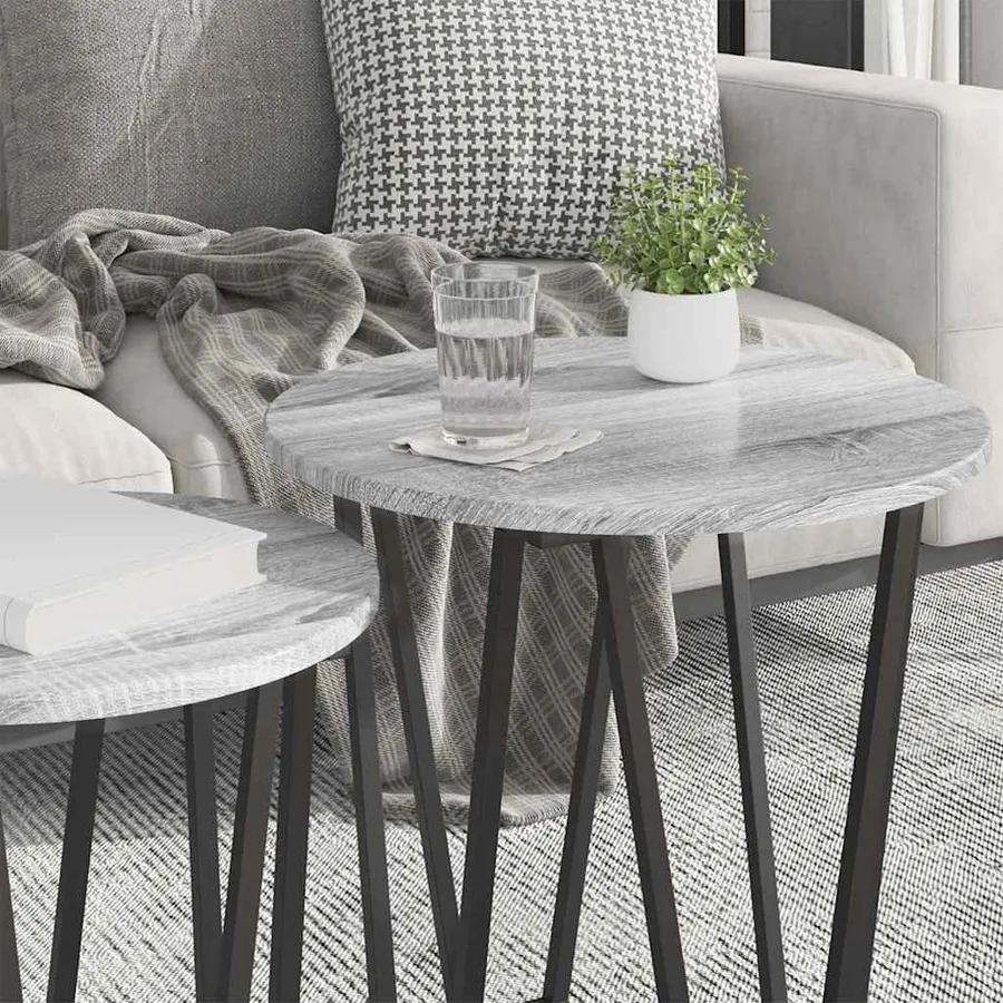 Ensemble de tables d'appoint 2 pcs Gris Sonoma et noir - 4