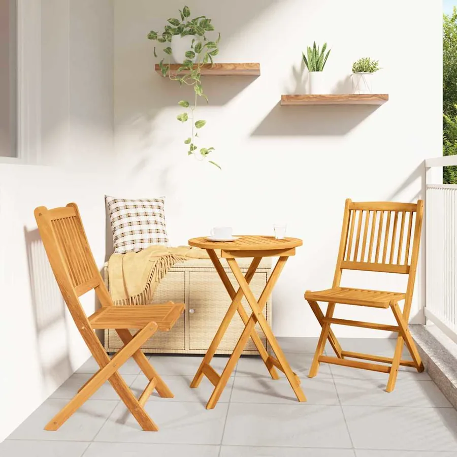 Ensemble bistro de jardin 3 pcs Marron Bois d'Acacia Massif
