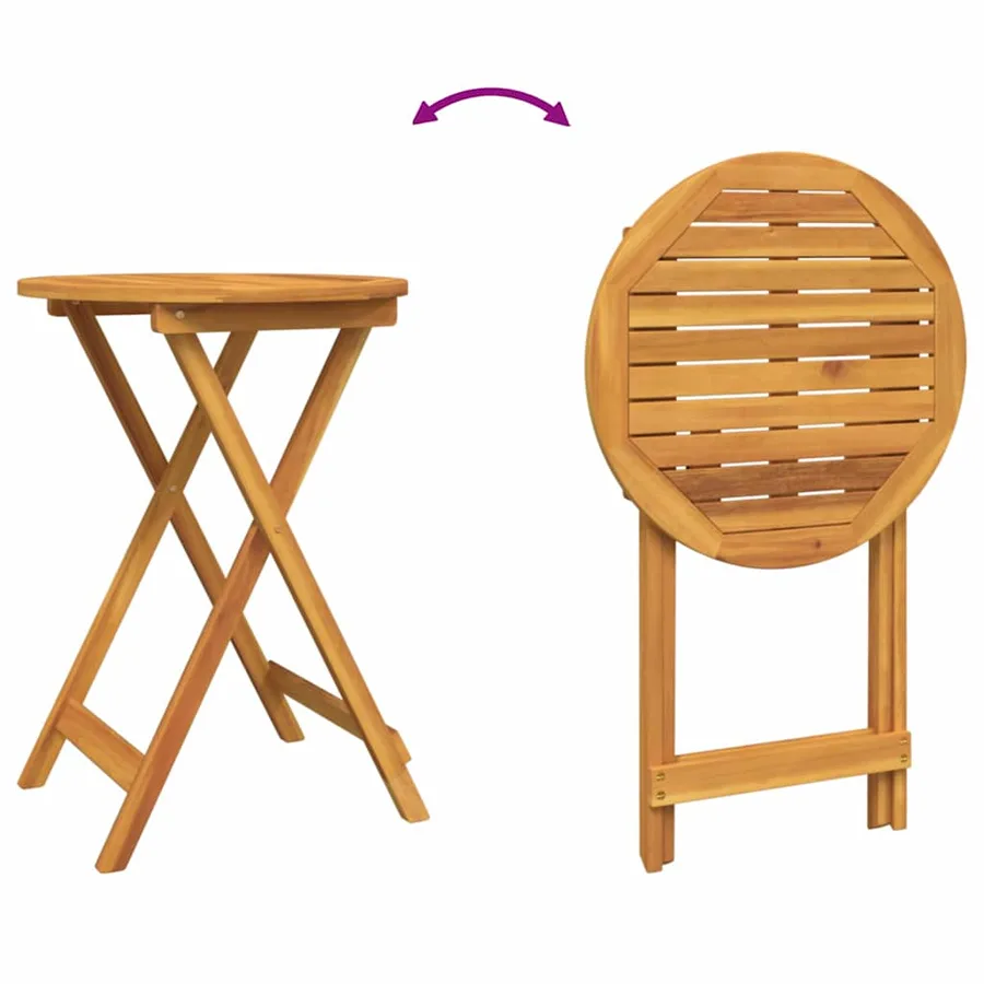 Ensemble bistro de jardin 3 pcs Marron Bois d'Acacia Massif - 14
