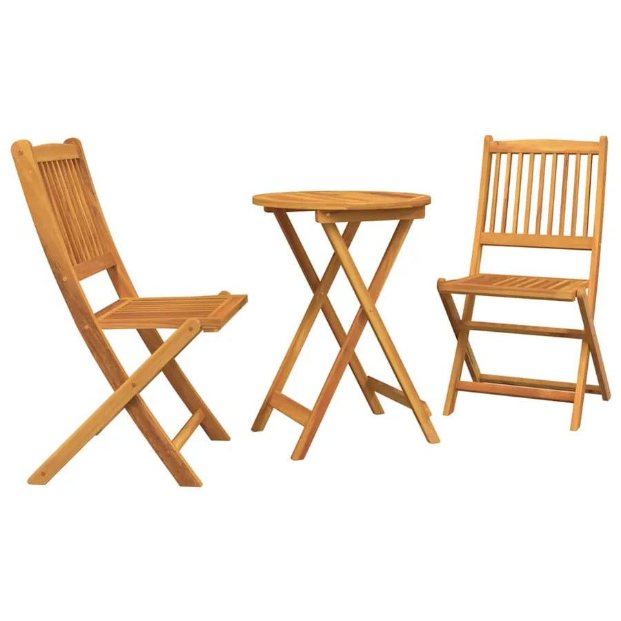 Ensemble bistro de jardin 3 pcs Marron Bois d'Acacia Massif - 2