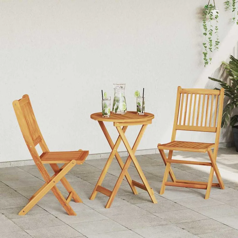 Ensemble bistro de jardin 3 pcs Marron Bois d'Acacia Massif - 4
