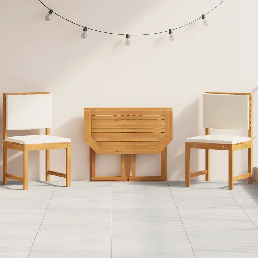Ensemble bistro de jardin 3 pcs Marron Bois d'Acacia Massif