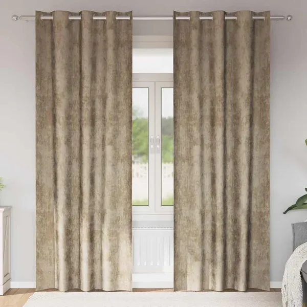 Rideaux en velours 2 pcs Champagne 260 x 140 cm Velours