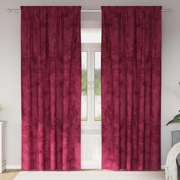 Rideaux en velours 2 pcs Rouge bordeaux 225 x 140 cm Velours