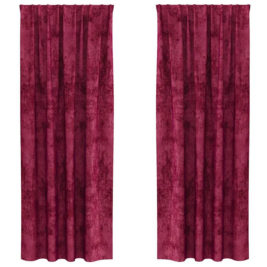 Rideaux en velours 2 pcs Rouge bordeaux 225 x 140 cm Velours - 2
