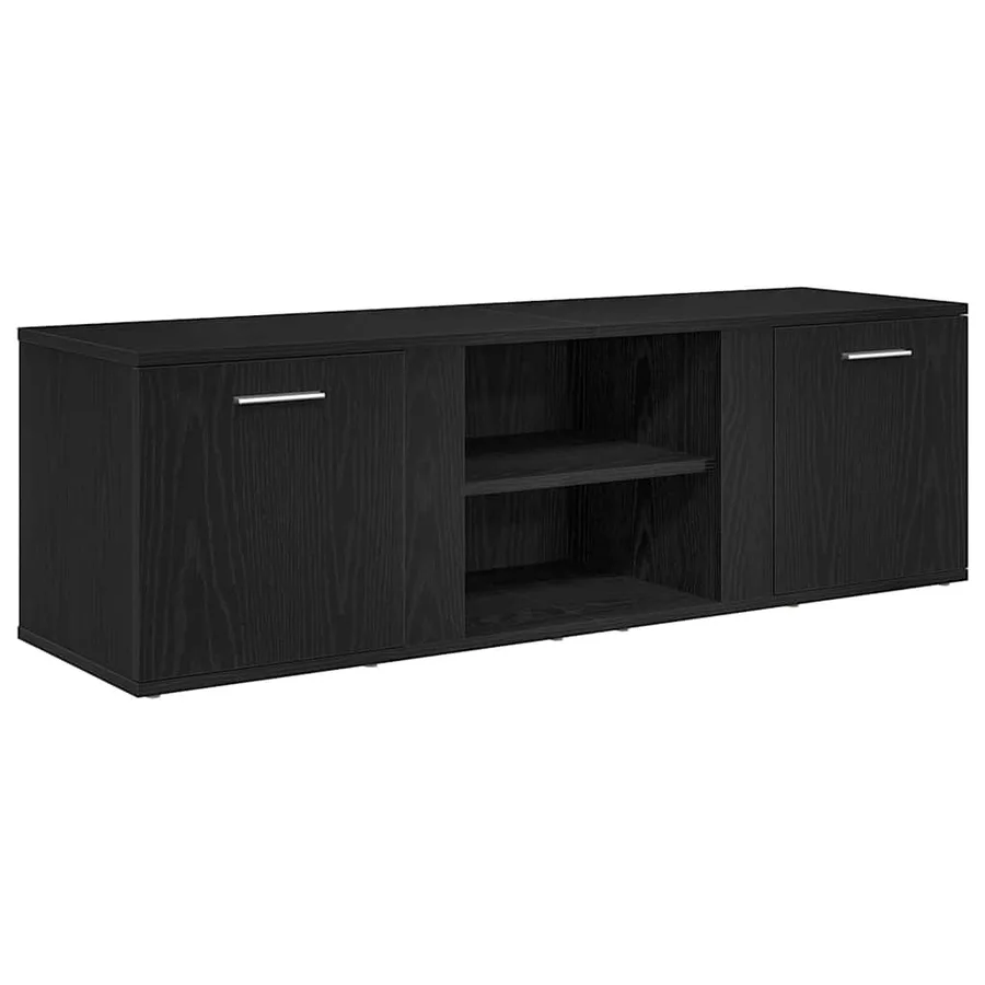 Meuble TV en chêne noir 120x34x37 cm bois d'ingénierie - 2