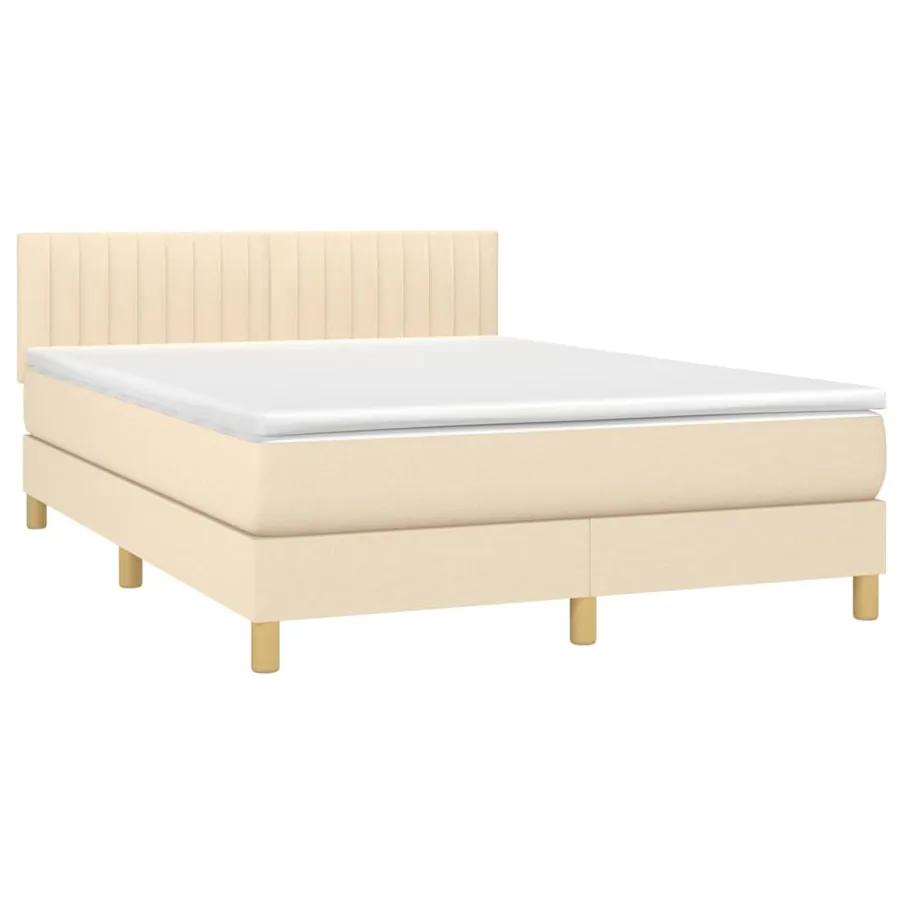 Sommier à lattes de lit avec matelas LED Crème 140x190 cm Tissu - 4