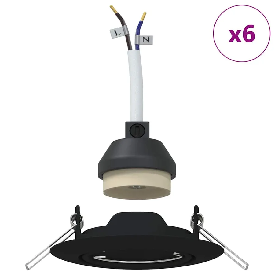 Projecteur 6 pcs Noir 9 x 9 x 2,5 cm Métal - 4
