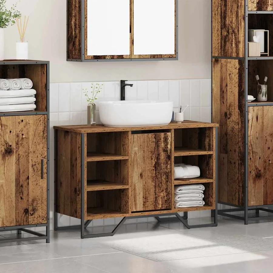 Meuble de Lavabo de Salle de Bain Bois Ancien 91 x 35 x 60 cm - 4