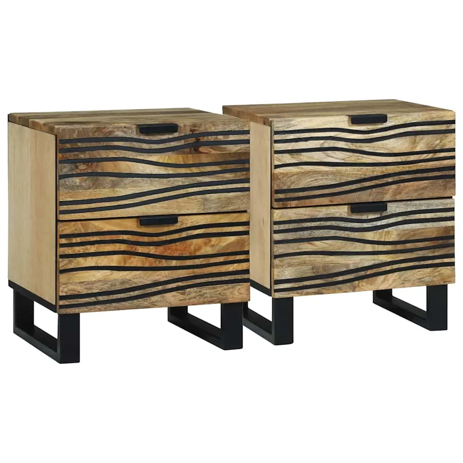 Table de chevet 2 pcs Naturel 40 x 33 x 46 cm Bois d'ingénierie
