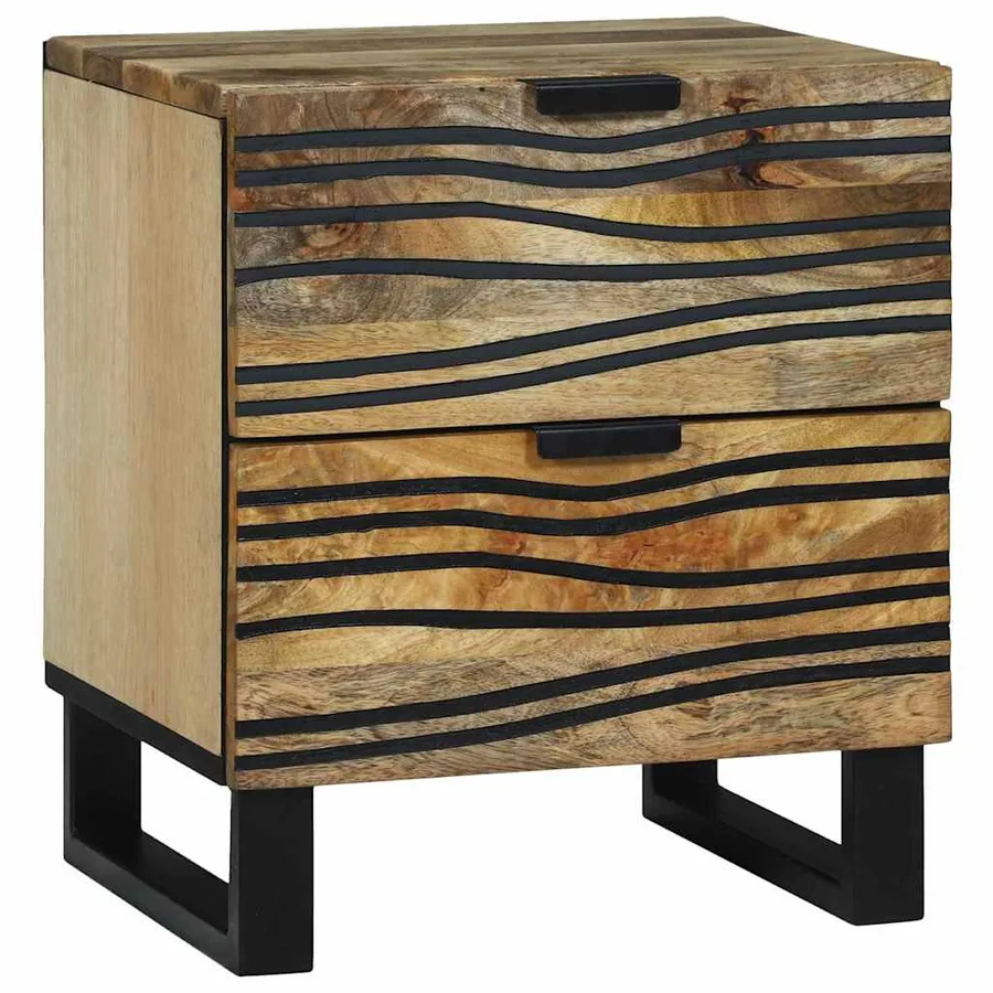 Table de chevet 2 pcs Naturel 40 x 33 x 46 cm Bois d'ingénierie - 2
