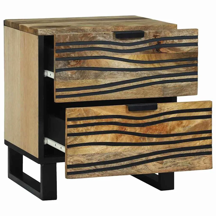 Table de chevet 2 pcs Naturel 40 x 33 x 46 cm Bois d'ingénierie - 3
