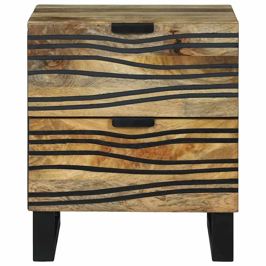 Table de chevet 2 pcs Naturel 40 x 33 x 46 cm Bois d'ingénierie - 4