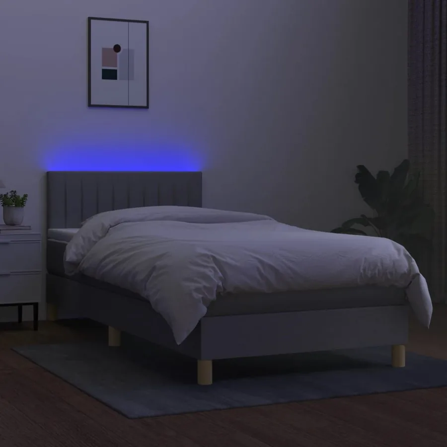 Sommier à lattes de lit avec matelas et LED Gris clair 80x200cm - 3