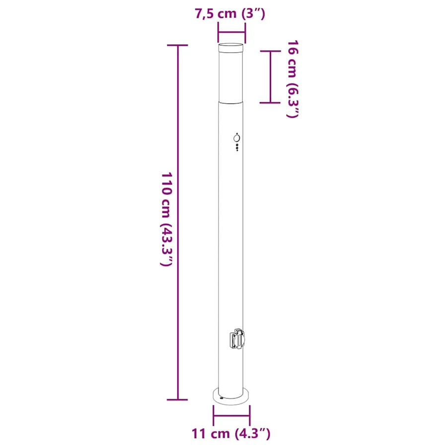 Bornes lumineuses avec détecteur et prise lot de 3 110 cm acier inoxydable IP44 - 12
