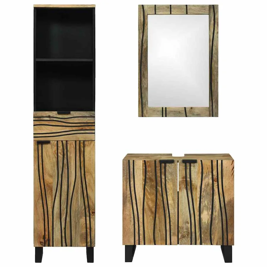 Ensemble de mobilier de salle de bain avec tiroir 3 pcs Marron - 6