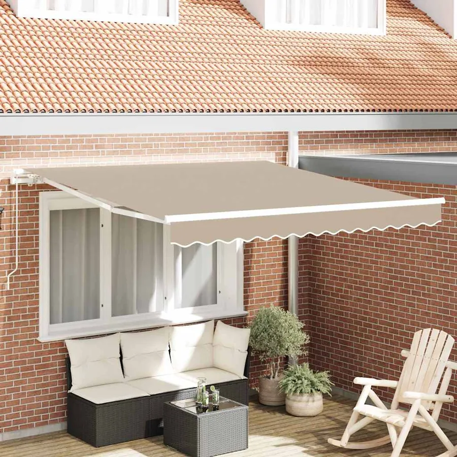 Auvent rétractable Beige 350 x 250 cm Polyester et Aluminium