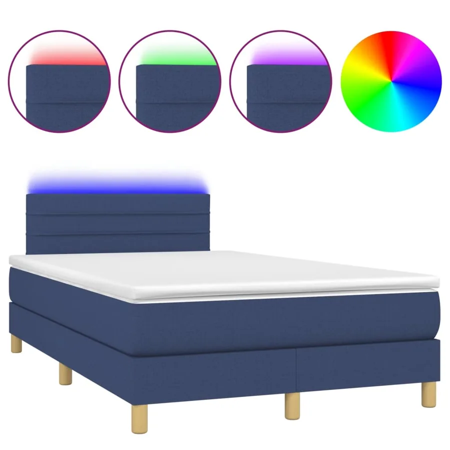 Sommier à lattes de lit avec matelas LED Bleu 120x200 cm Tissu - 2