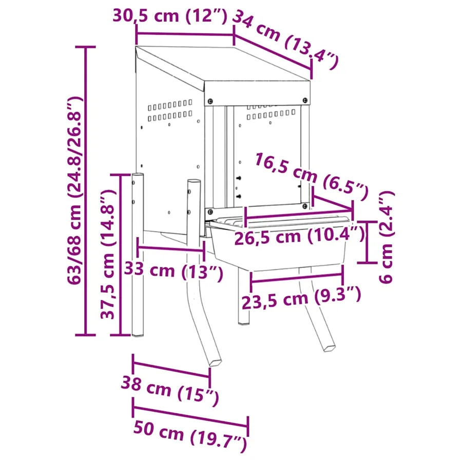Nichoir à poules1 compartiment avec pieds en acier galvanisé - 9