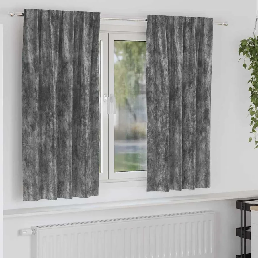 Rideaux en velours 2 pcs Gris 175 x 140 cm Velours