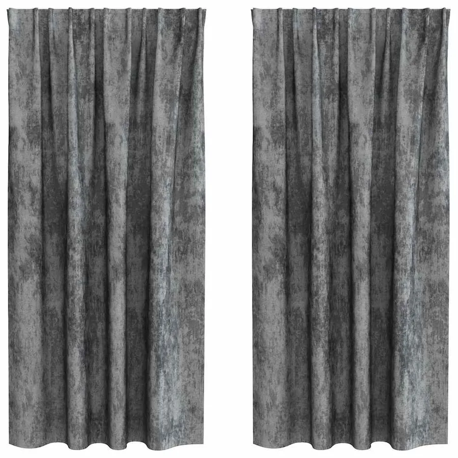 Rideaux en velours 2 pcs Gris 175 x 140 cm Velours - 2