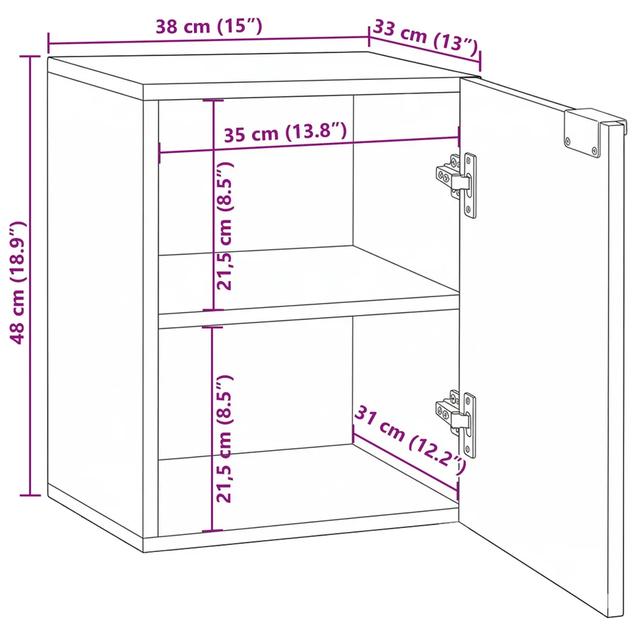 Meuble de Lavabo de Salle de Bain Marron 38 x 33,5 x 48 cm - 12
