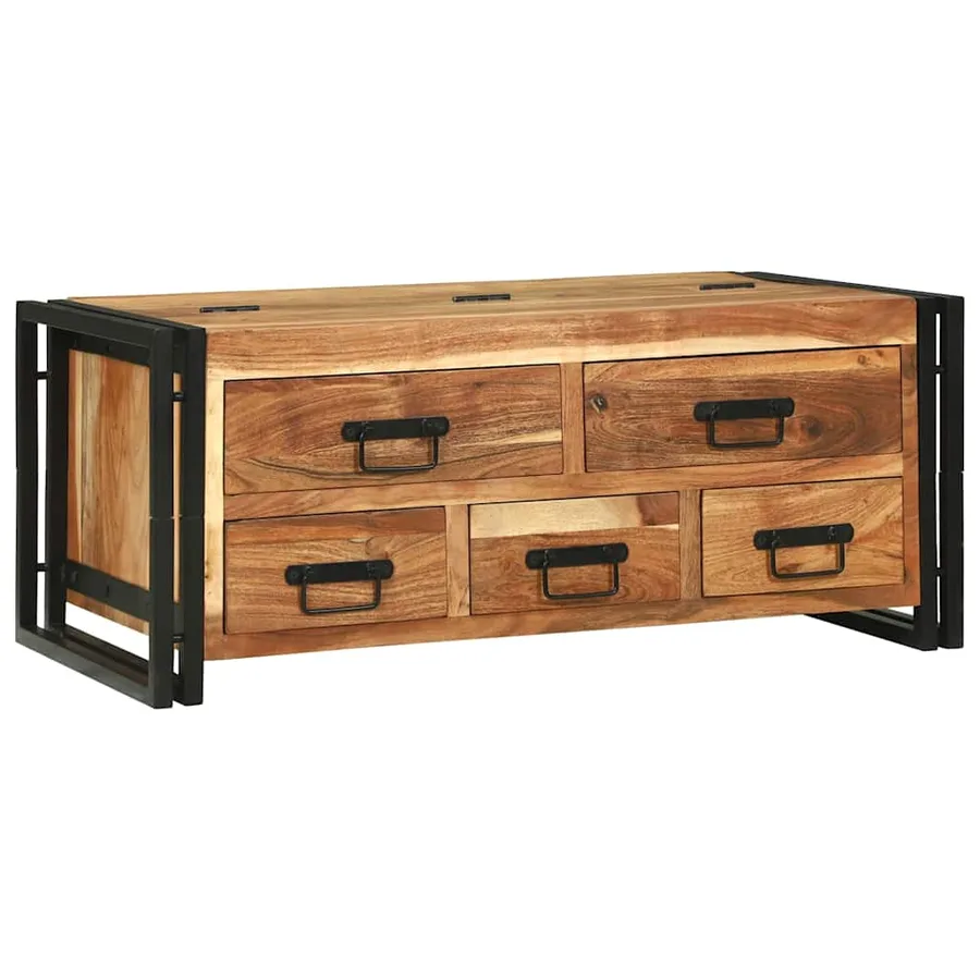 Table basse Marron 90 x 50 x 38 cm Bois d'Acacia Massif - 2
