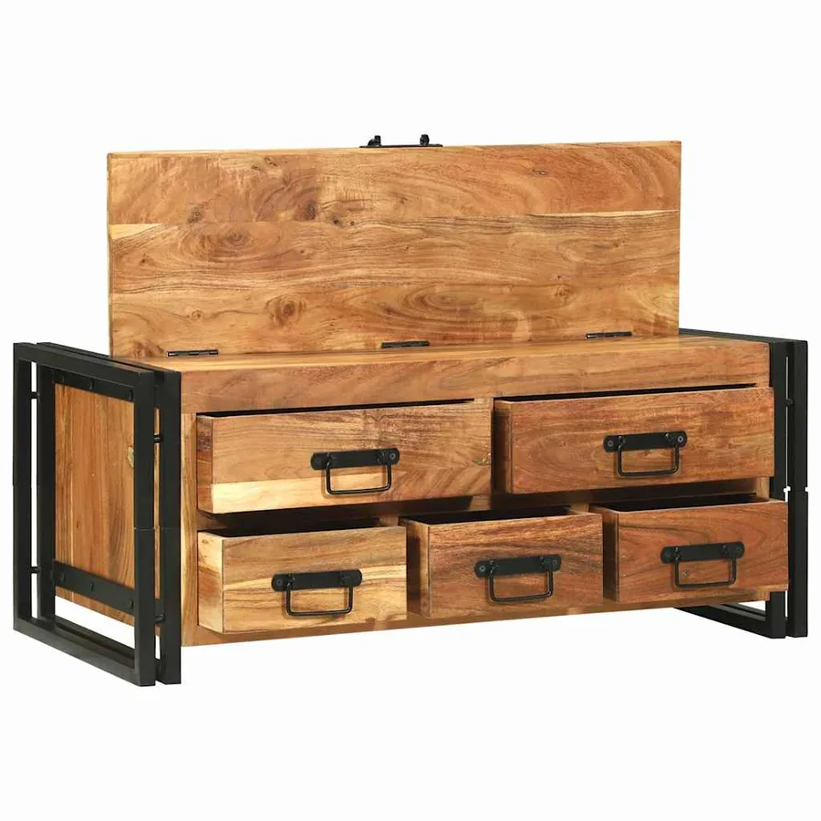Table basse Marron 90 x 50 x 38 cm Bois d'Acacia Massif - 3