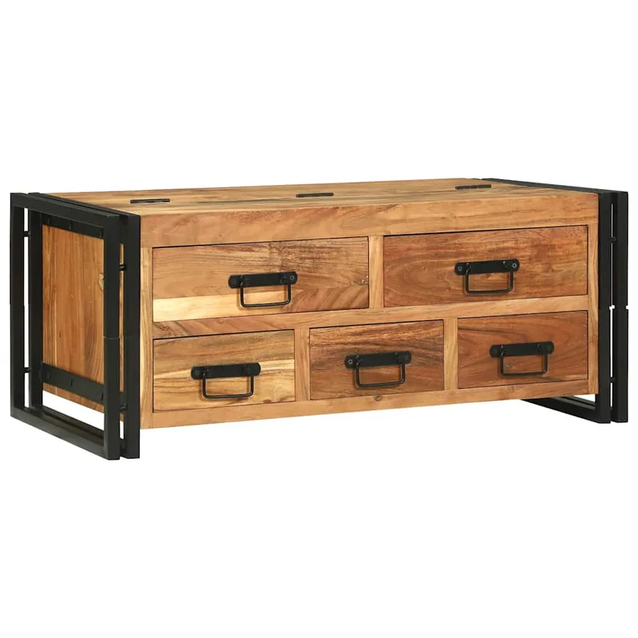 Table basse Marron 90 x 50 x 38 cm Bois d'Acacia Massif - 7