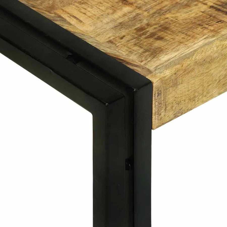 Table Gigogne 3 pcs Bois de Mangue Massif et Métal - 7