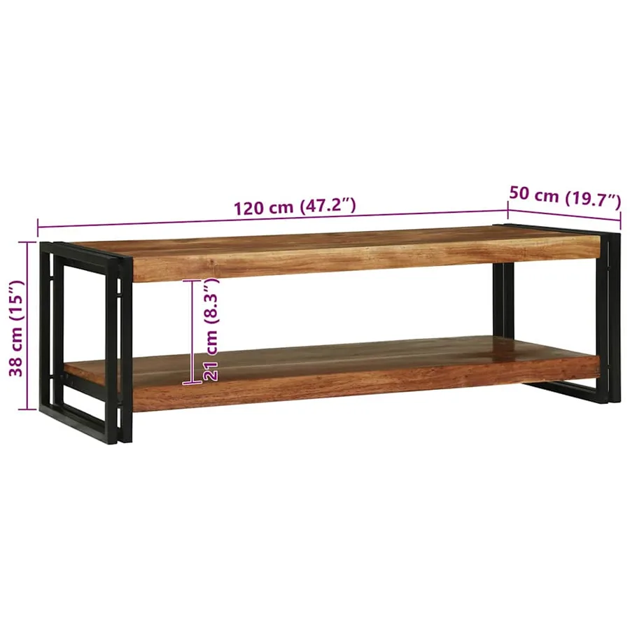Table basse Marron 120 x 50 x 38 cm Bois d'Acacia Massif - 10