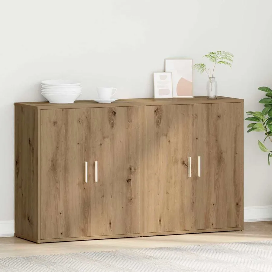 Buffet 2 pcs Chêne artisanal 60 x 31 x 70 cm Bois d'ingénierie - 4