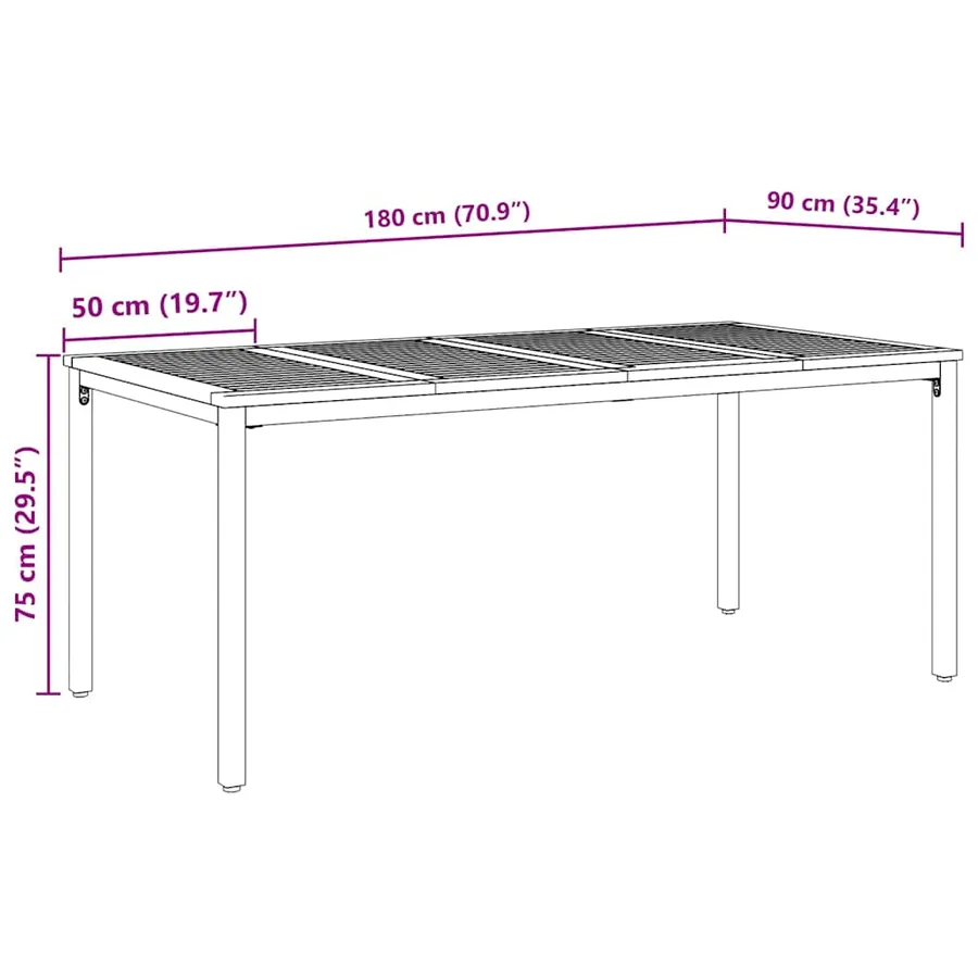 Table de jardin Naturel et gris 180 x 90 x 75 cm - 10