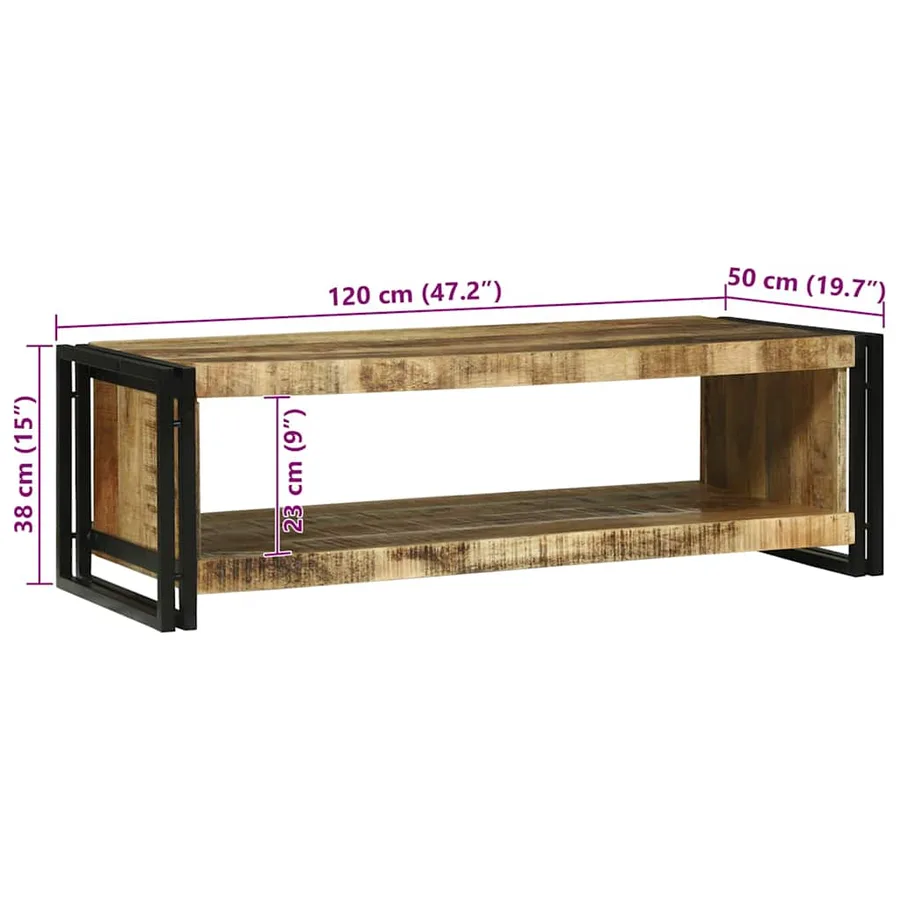 Table basse Marron 120 x 50 x 38 cm Bois de mangue massif - 10