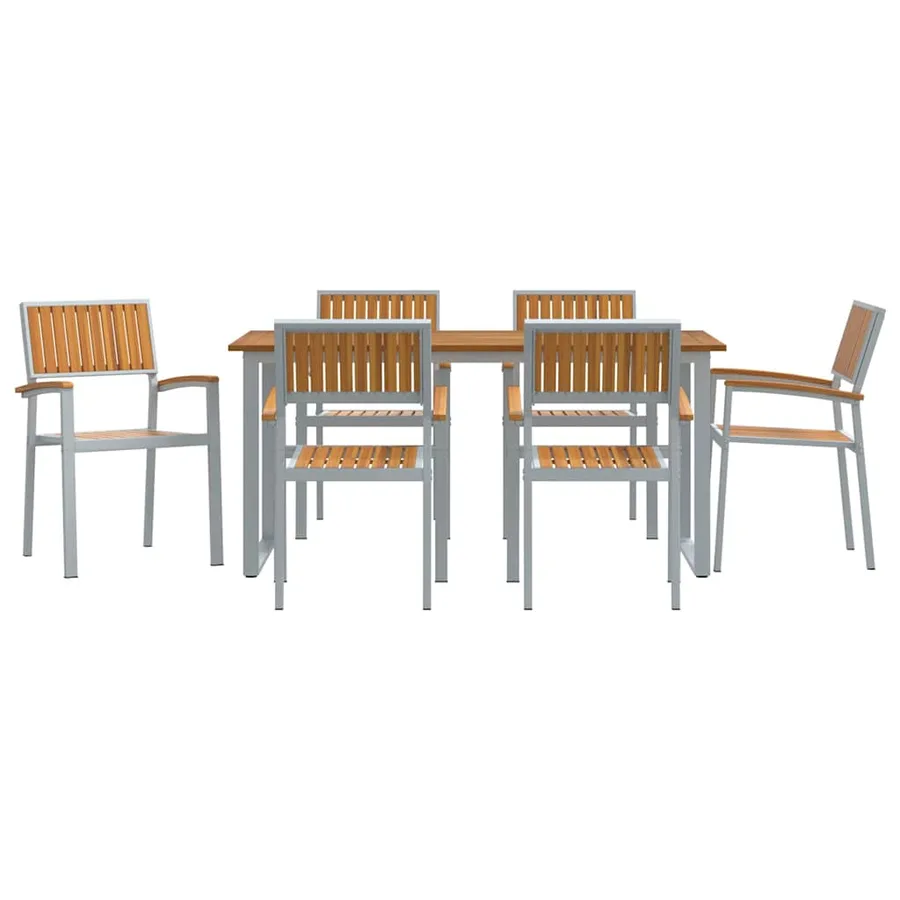 Ensemble de salle à manger pour jardin 7 pcs Gris - 7