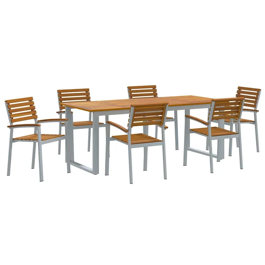 Ensemble de salle à manger pour jardin 7 pcs Gris - 2