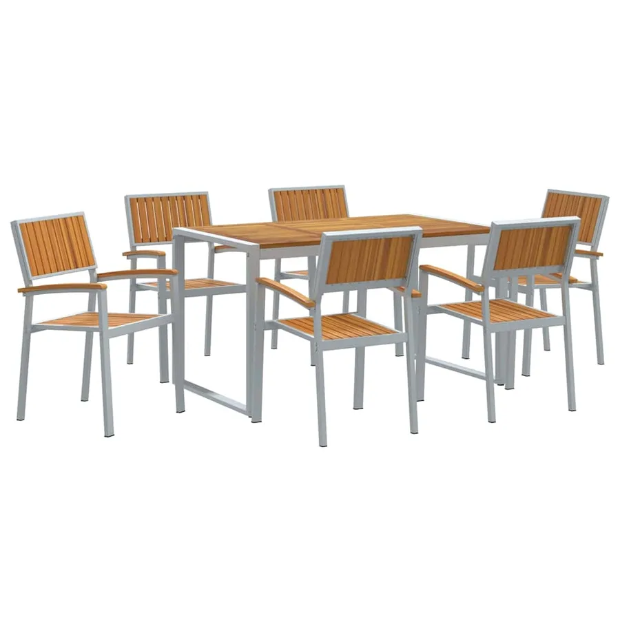 Ensemble de salle à manger pour jardin 7 pcs Gris - 2