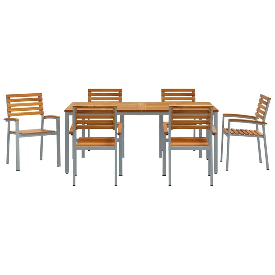 Ensemble de salle à manger pour jardin 7 pcs Gris - 7
