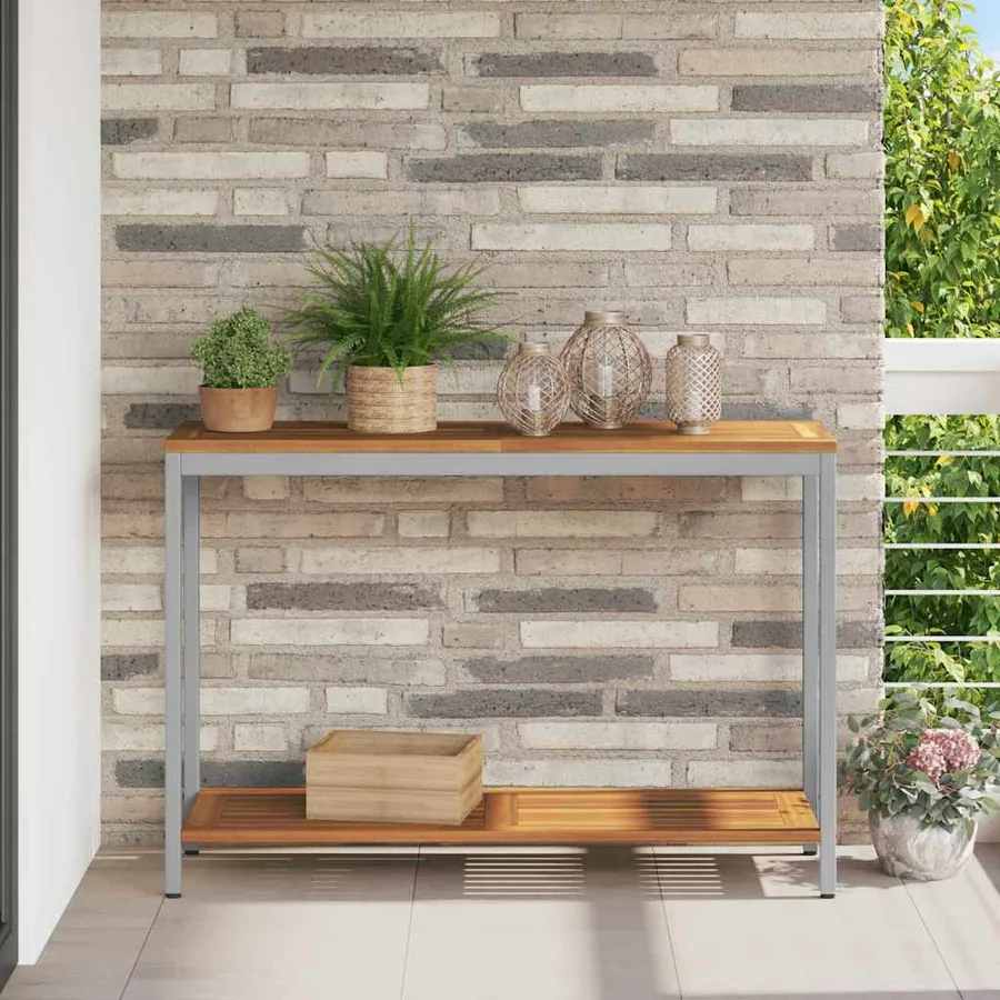 Table de jardin avec stockage Naturel et gris 110 x 35 x 75 cm