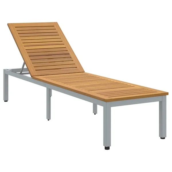 Transat Gris 200 x 55 x 35 cm Bois d'Acacia Massif
