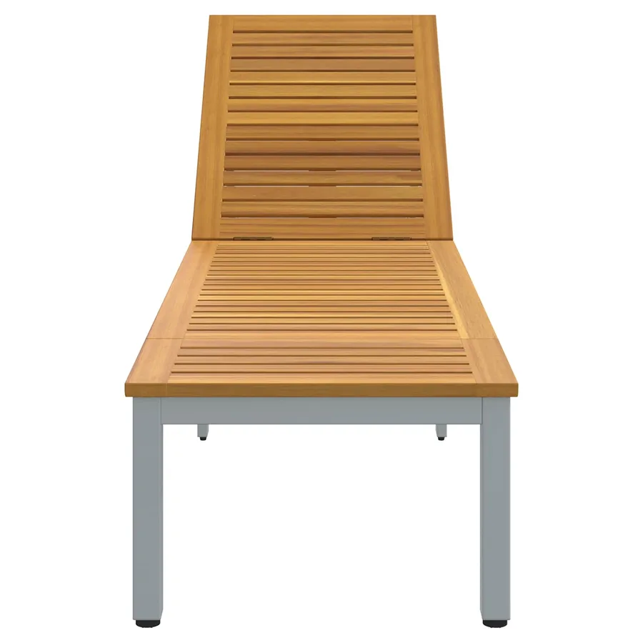 Transat Gris 200 x 55 x 35 cm Bois d'Acacia Massif - 6