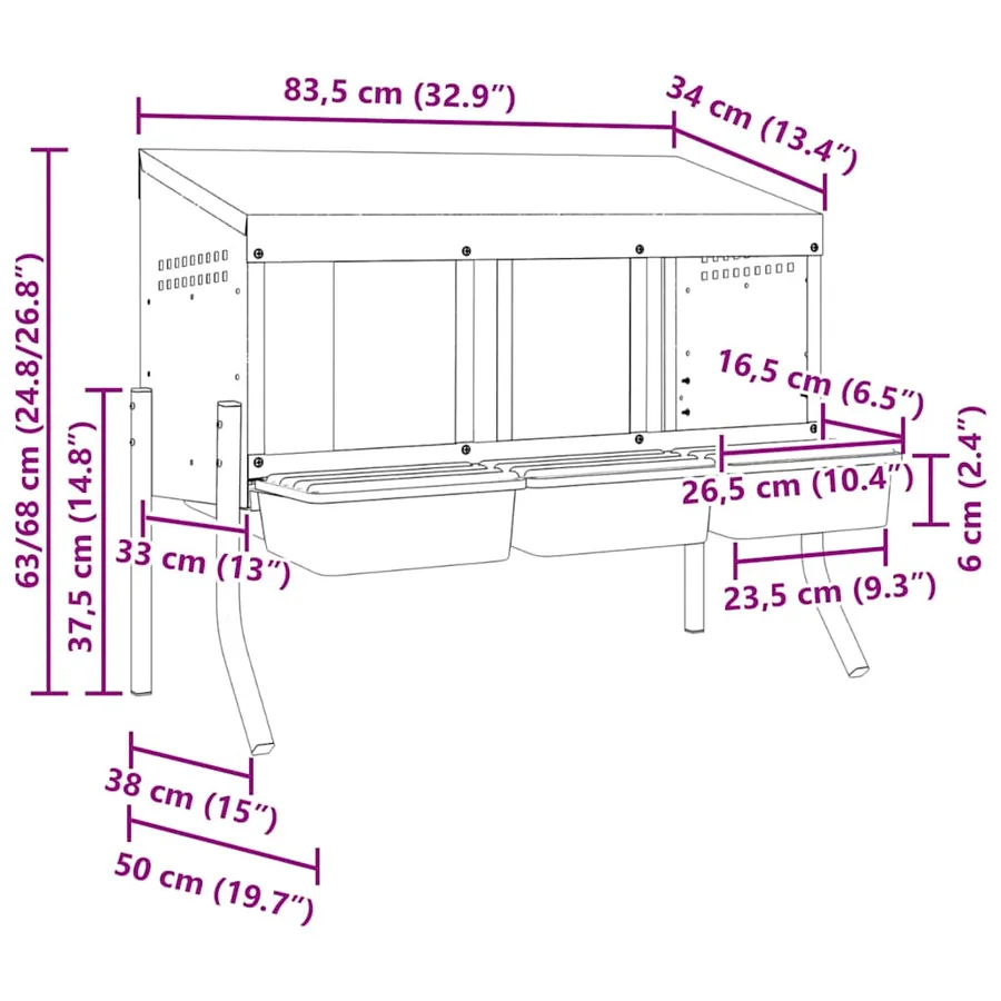 Nichoir à poules3 compartiments avec pieds en acier galvanisé - 9