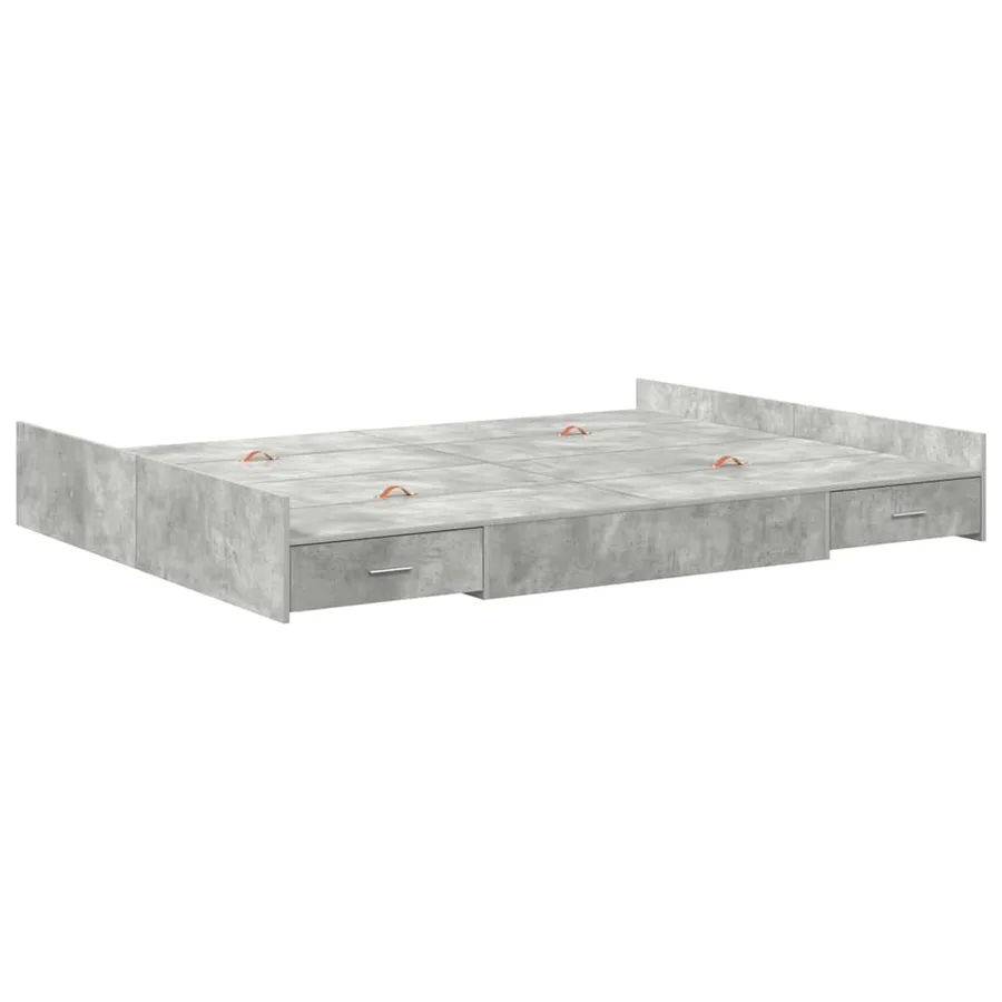 Cadre de lit avec rangement avec tiroir Gris béton 150 x 200 cm - 4