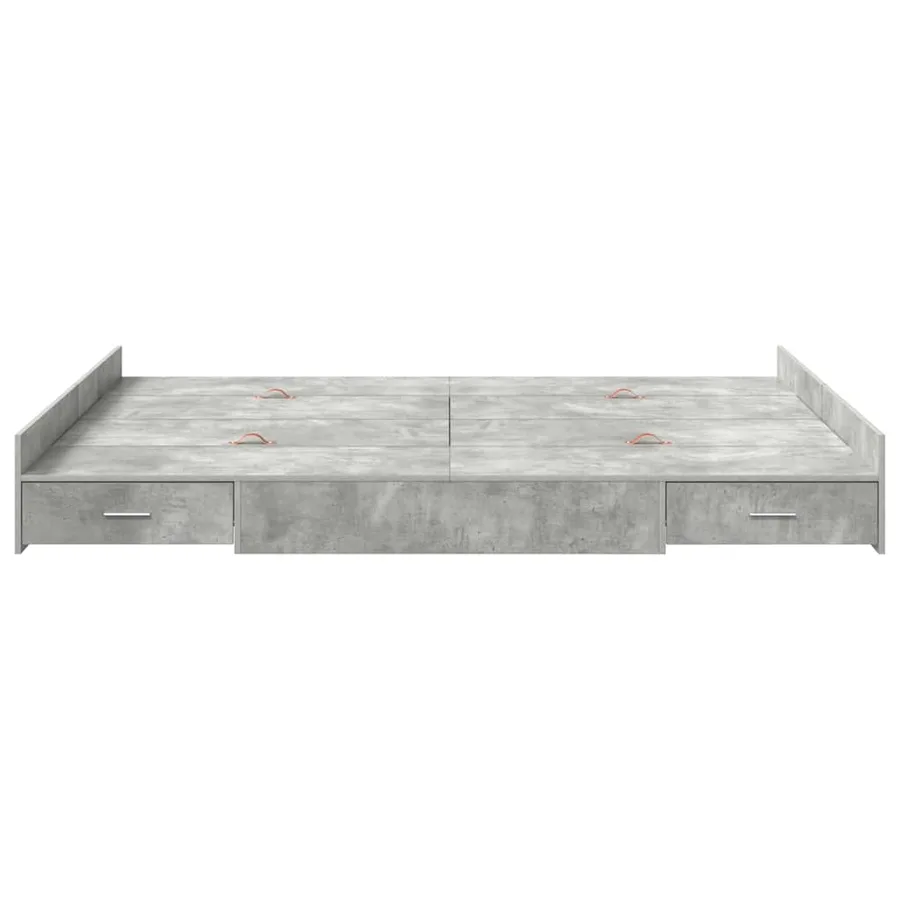 Cadre de lit avec rangement avec tiroir Gris béton 150 x 200 cm - 5