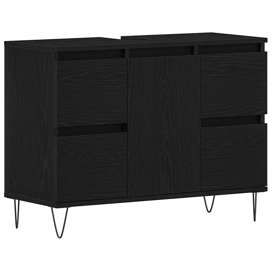 Meuble de Lavabo de Salle de Bain Chêne noir 80 x 33 x 60 cm - 2