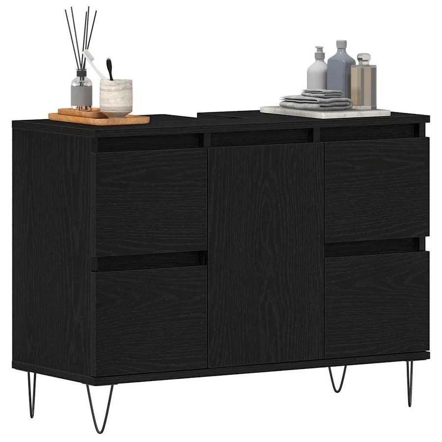 Meuble de Lavabo de Salle de Bain Chêne noir 80 x 33 x 60 cm - 3