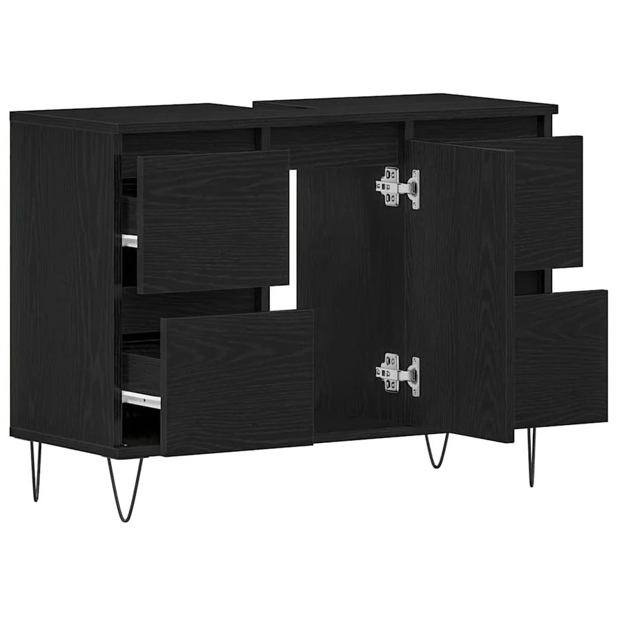 Meuble de Lavabo de Salle de Bain Chêne noir 80 x 33 x 60 cm - 5