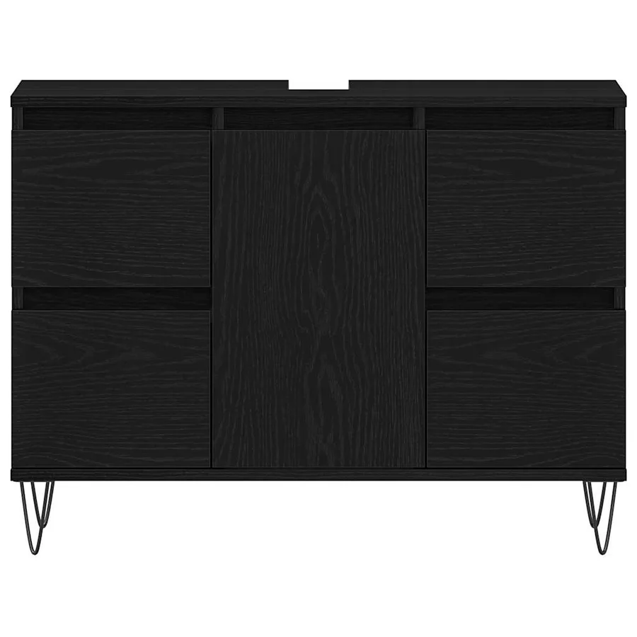 Meuble de Lavabo de Salle de Bain Chêne noir 80 x 33 x 60 cm - 6