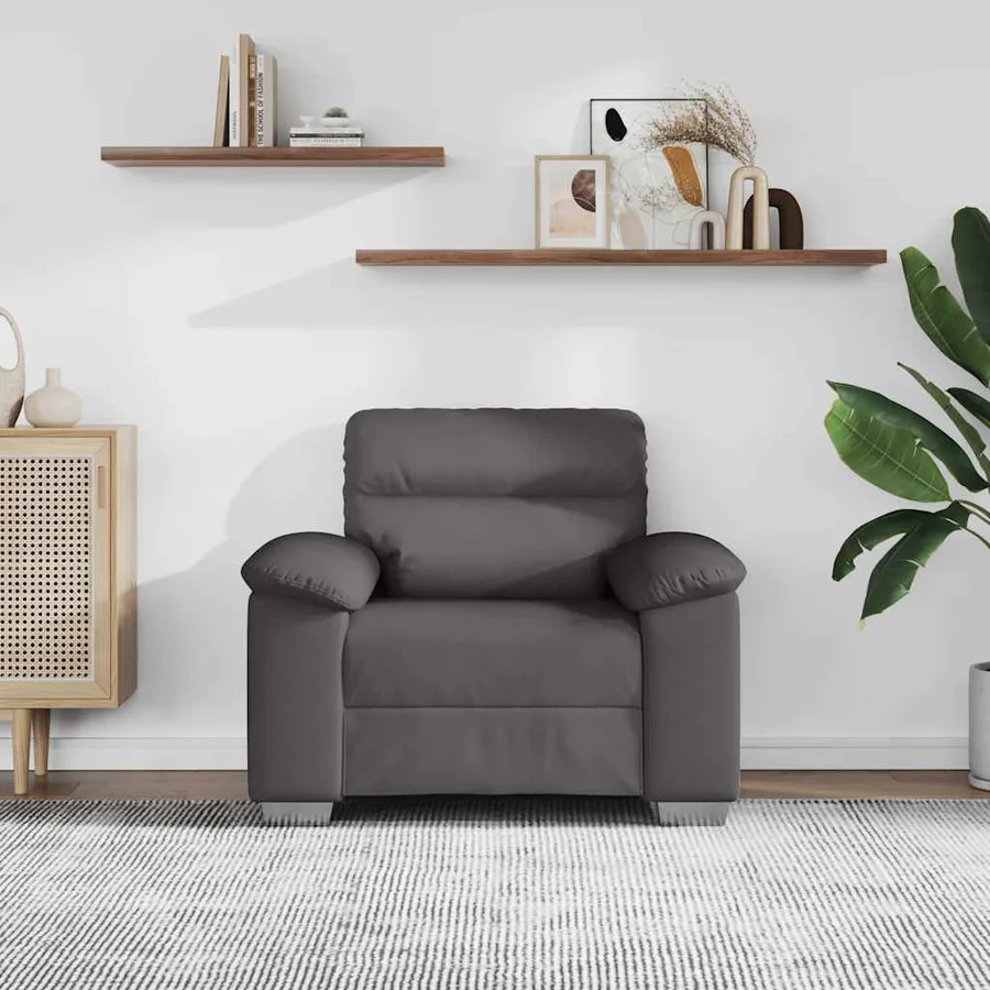 Fauteuil canapé gris 100x81x84 cm en similicuir - 3