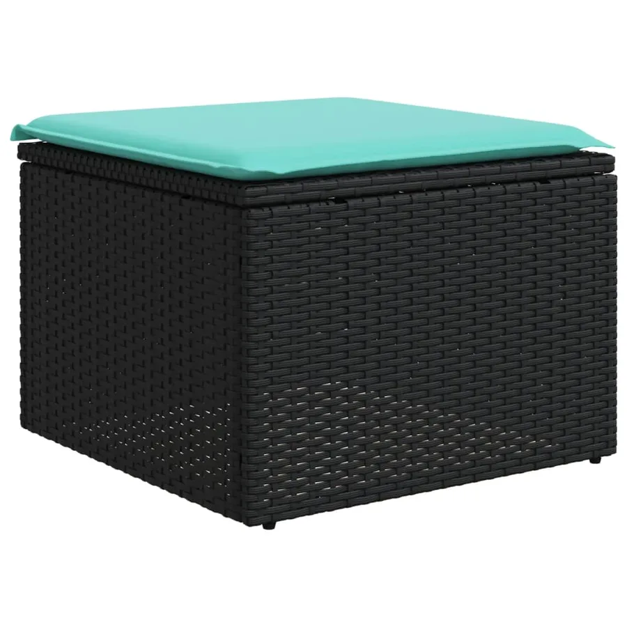 Ensemble de canapé de jardin 7 pcs avec coussins noir résine tressée - 9